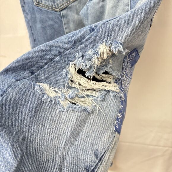 Free People We The Free Patchwork Wide-Leg Pieced Cropped Jeans Sz 27 - Picture 7 of 11